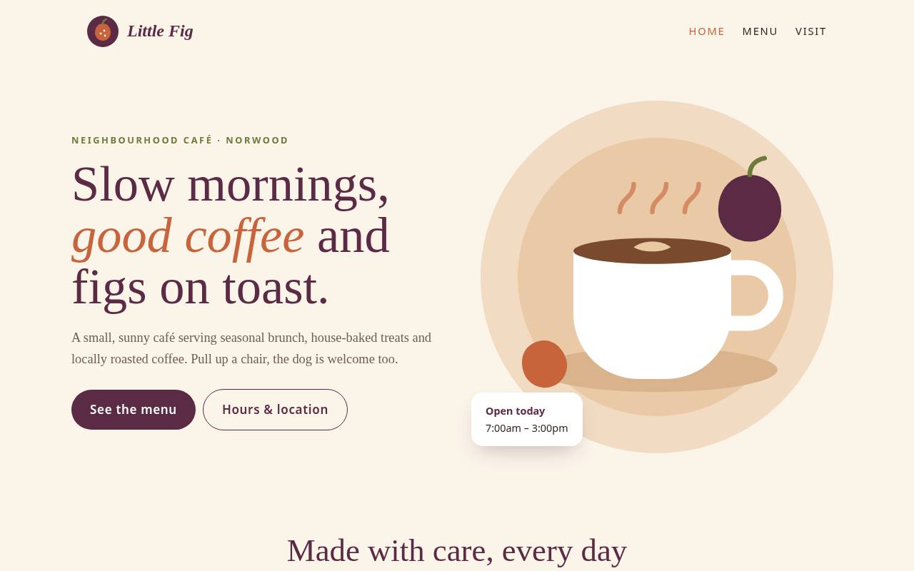 Screenshot of the Little Fig Café demo site