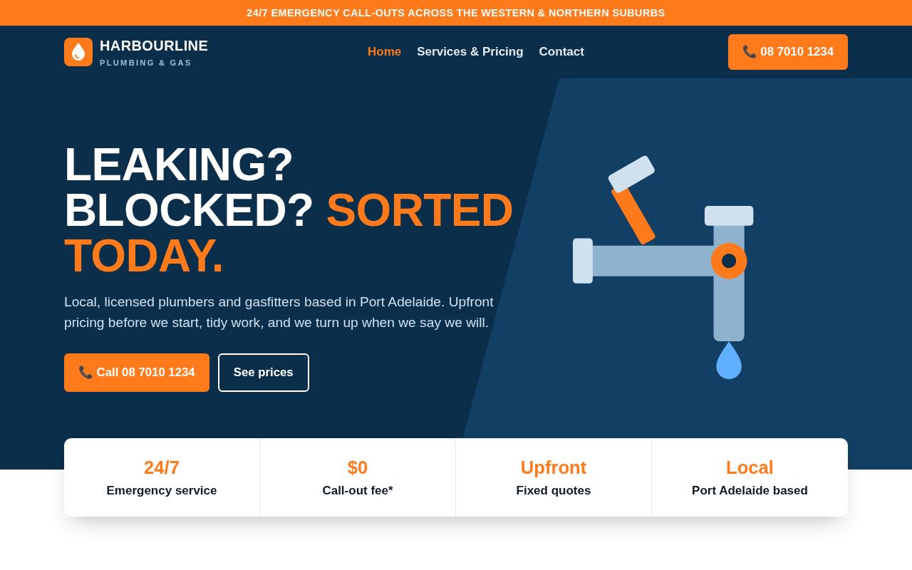 Screenshot of the Harbourline Plumbing & Gas demo site